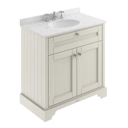 Old London Furniture Vanity Unit, Basin & Grey Marble 800mm (Sand, 3TH).