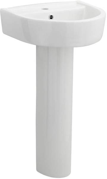 Premier Ceramics Basin & Full Pedestal (1 Tap Hole, 420mm).