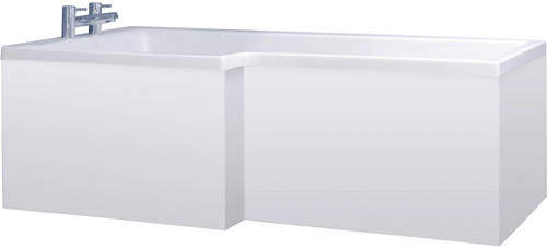 Crown Bath Panels Square Side Shower Bath Panel (White, 1700mm).