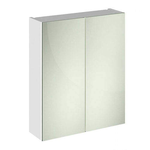 Hudson Reed Quartet 2 Door Mirror Cabinet 600mm (Gloss White).