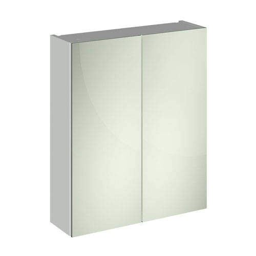 Hudson Reed Quartet 2 Door Mirror Cabinet 600mm (Gloss Grey Mist).