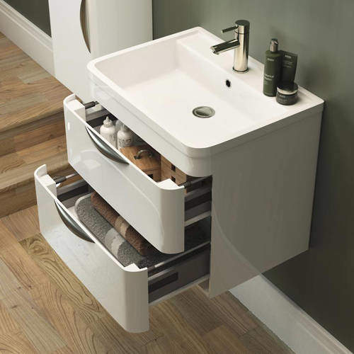 Nuie Parade Wall Hung Vanity Unit & Basin 800mm (Gloss White).