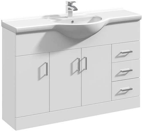 Italia Furniture Vanity Unit & Ceramic Basin Type 1 (1200mm, White).