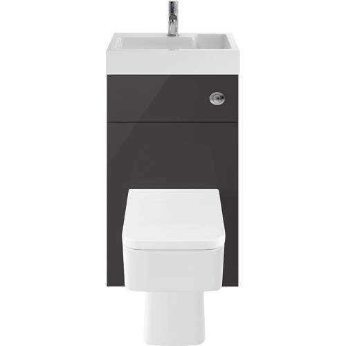 Nuie Furniture 2 In 1 BTW Unit With Basin & Cistern 500mm (Gloss Grey).