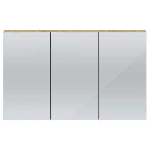 Hudson Reed Quartet 3 Door Mirror Cabinet 1350mm (Natural Oak).