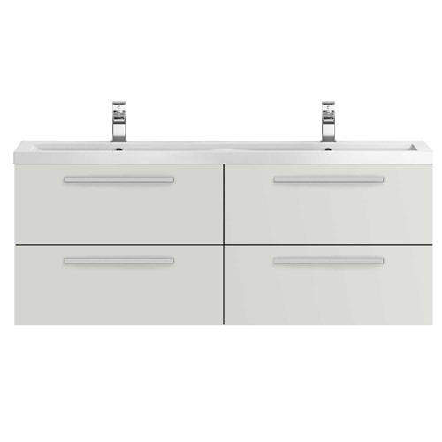 Hudson Reed Quartet Wall Vanity Unit & Double Basin 1440mm (G Mist).