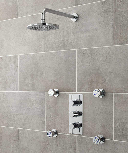 Nuie Quest Quest Triple Thermostatic Shower Valve, Head & Body Jets.