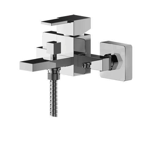 Nuie Sanford Wall Mounted Bath Shower Mixer Tap With Kit (Chrome).