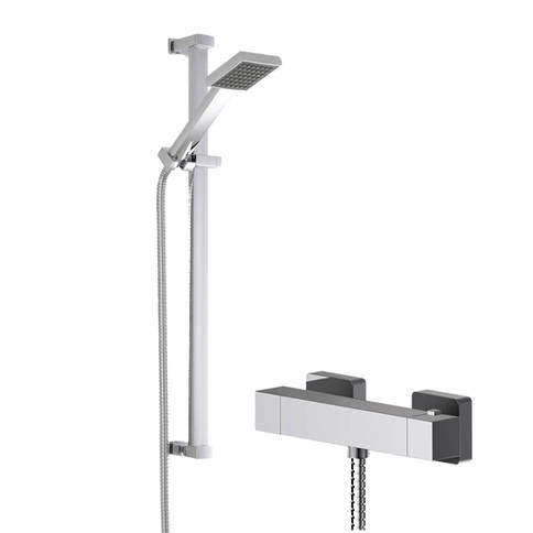 Nuie Sanford Thermostatic Bar Shower Valve With Slide Rail Kit (Chrome).