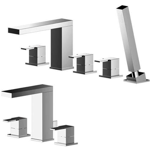 Nuie Sanford 3 Hole Basin & 5 Hole Bath Shower Mixer Tap Pack (Chrome).