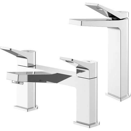 HR Soar Tall Basin & Bath Filler Tap Pack (Chrome).