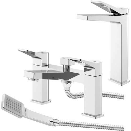 HR Soar Tall Basin & Bath Shower Mixer Tap Pack (Chrome).