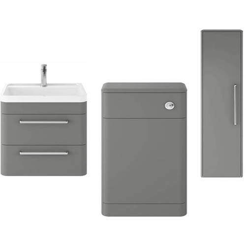 Hudson Reed Solar Wall Hung 600mm Vanity Unit, BTW & Tall Unit (Grey).