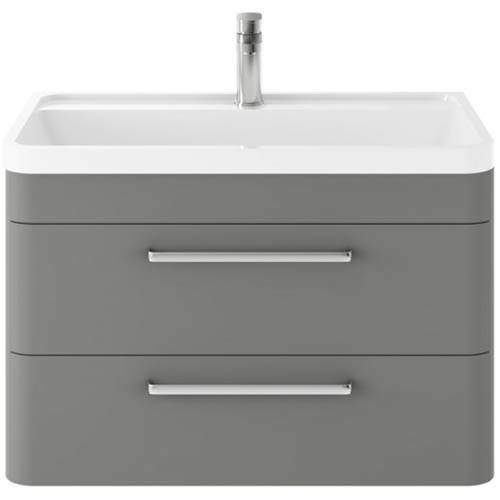 Hudson Reed Solar Wall Hung Vanity Unit & Basin 800mm (Cool Grey).