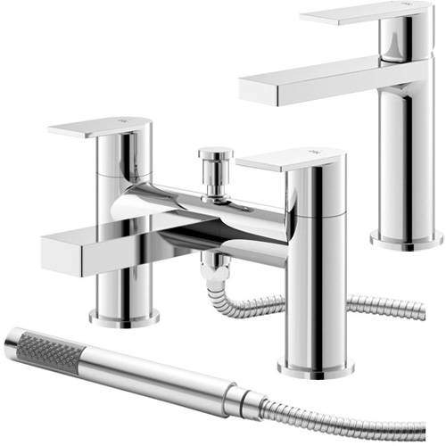 HR Sottile Mono Basin & Bath Shower Mixer Tap Pack (Chrome).