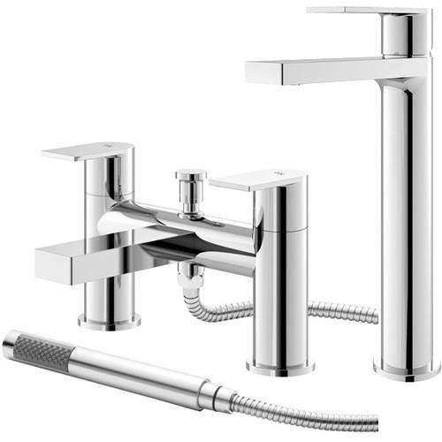 HR Sottile Tall Basin & Bath Shower Mixer Tap Pack (Chrome).