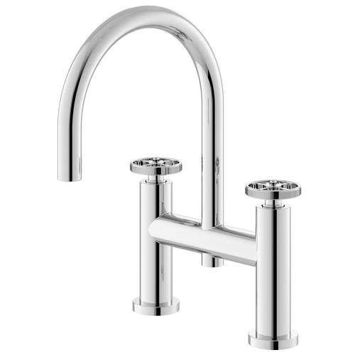 HR Revolution Bath Filler Tap With Industrial Handles (Chrome).