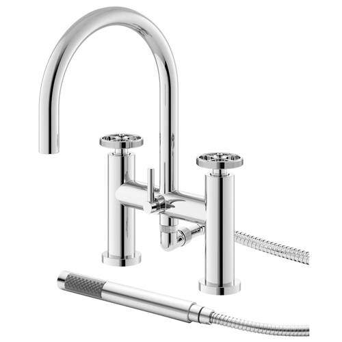 HR Revolution Bath Shower Mixer Tap With Industrial Handles (Chrome).