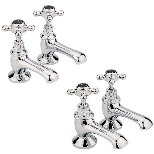 Hudson Reed Topaz Basin & Bath Tap Pack With X-Heads (Black & Chrome).