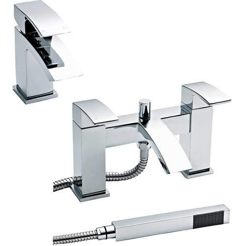 Nuie Vibe Basin & Bath Shower Mixer Tap Pack (Chrome).