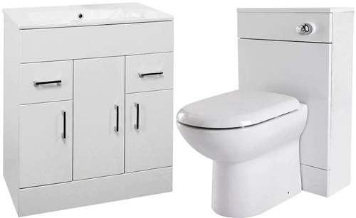 Premier Eden 800mm Vanity Unit Suite With BTW Unit, Pan & Seat (White).