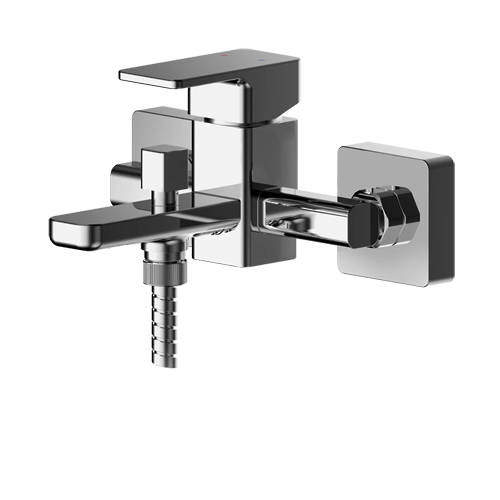 Nuie Windon Wall Mounted Bath Shower Mixer Tap With Kit (Chrome).