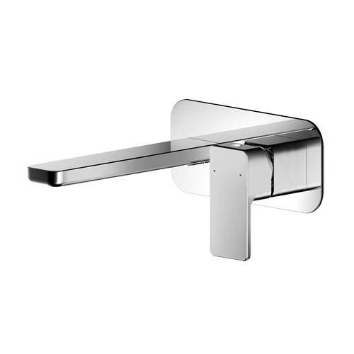Nuie Windon Wall Mounted Basin Mixer Tap With Blackplate (Chrome).