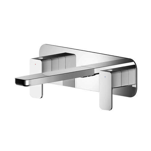 Nuie Windon Wall Mounted Basin Mixer Tap With Blackplate (Chrome).