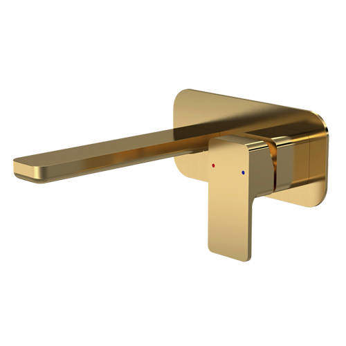 Nuie Windon Wall Mounted Basin Mixer Tap With Blackplate (Br Brass).