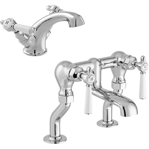 Vado Axbridge Basin & Bath Filler Tap Pack With Lever Handles (Chrome).