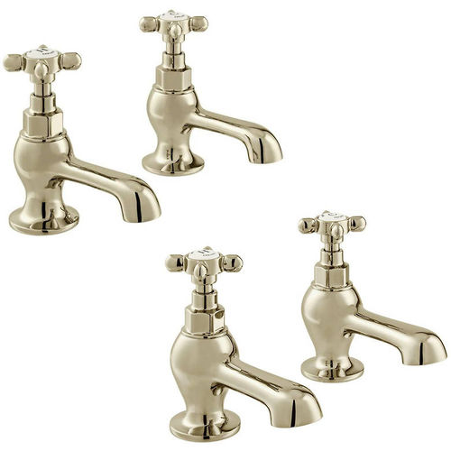 Vado Axbridge Basin & Bath Tap Pack With Crosshead Handles (Bright Nickel).
