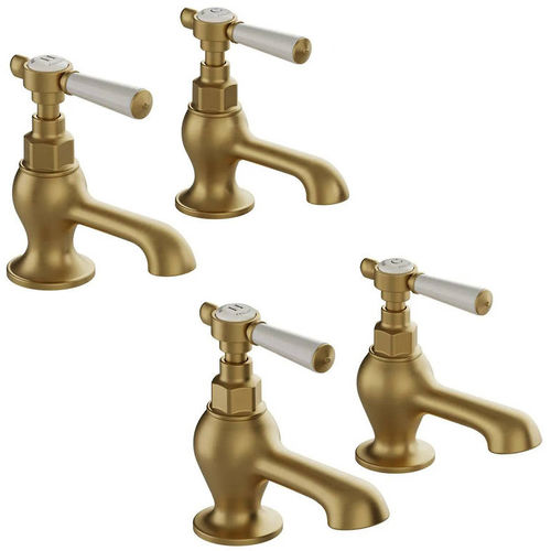 Vado Axbridge Basin & Bath Tap Pack With Lever Handles (Brushed Brass).