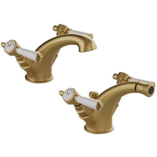 Vado Axbridge Mono Basin & Bidet Tap Pack With Lever Handles (Brushed Brass).