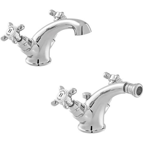 Vado Axbridge Mono Basin & Bidet Tap Pack With Crosshead Handles (Chrome).