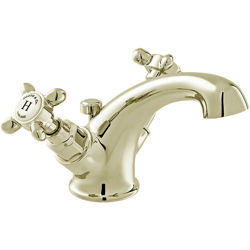 Vado Axbridge Mono Basin Mixer Tap With Pop Up Waste & Crosshead Handles (Bright Nickel).