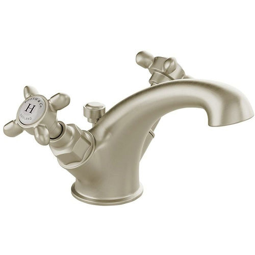 Vado Axbridge Mono Basin Mixer Tap With Pop Up Waste & Crosshead Handles (Brushed Nickel).