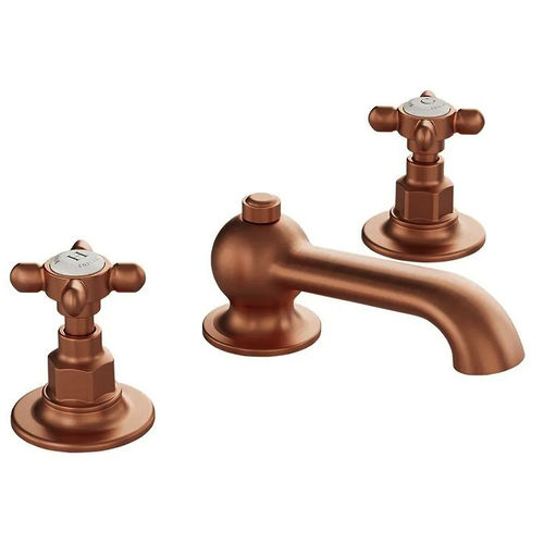 Vado Axbridge 3TH Basin Mixer Tap With Pop Up Waste & Crosshead Handles (Brushed Bronze).