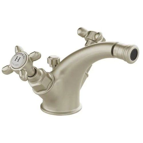 Vado Axbridge Mono Bidet Mixer Tap With Pop Up Waste & Crosshead Handles (Brushed Nickel).