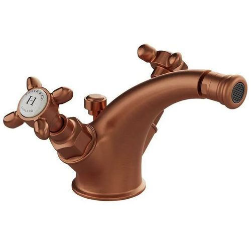 Vado Axbridge Mono Bidet Mixer Tap With Pop Up Waste & Crosshead Handles (Brushed Bronze).