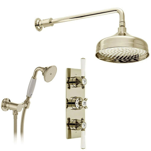 Vado Axbridge Thermostatic Shower Valve With Fixed Head & Mini Shower Kit (Bright Nickel).