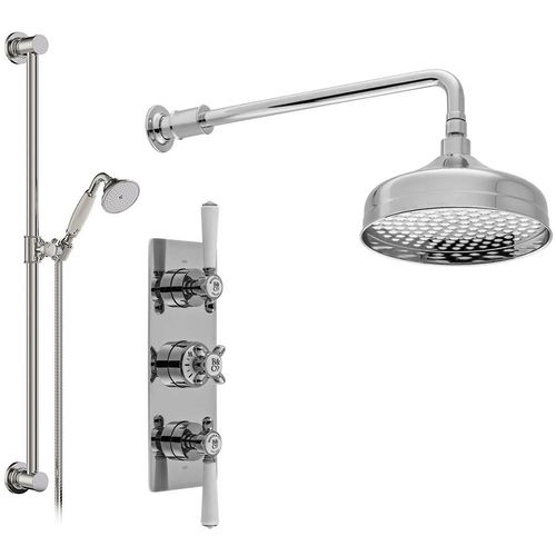 Vado Axbridge Thermostatic Shower Valve With Slide Rail Kit & Fixed Head (Chrome).