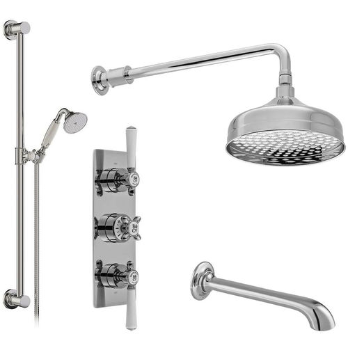 Vado Axbridge Thermostatic Shower Valve With Slide Rail Kit, Head & Bath Spout (Chrome).