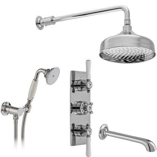Vado Axbridge Thermostatic Shower Valve With Mini Kit, Head & Bath Spout (Chrome).