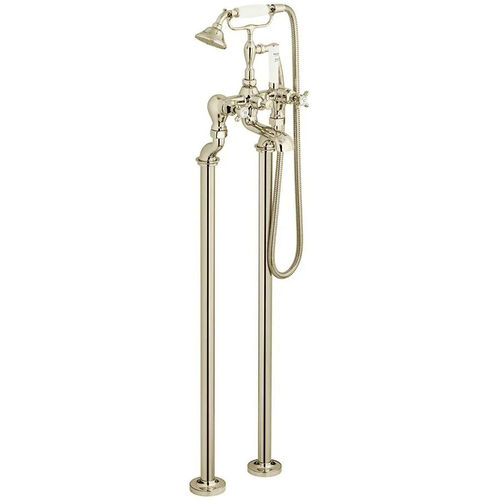 Vado Axbridge Freestanding Bath Shower Mixer Tap With Crosshead Handles (Bright Nickel).