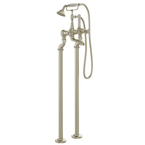 Vado Axbridge Freestanding Bath Shower Mixer Tap With Crosshead Handles (Brushed Nickel).