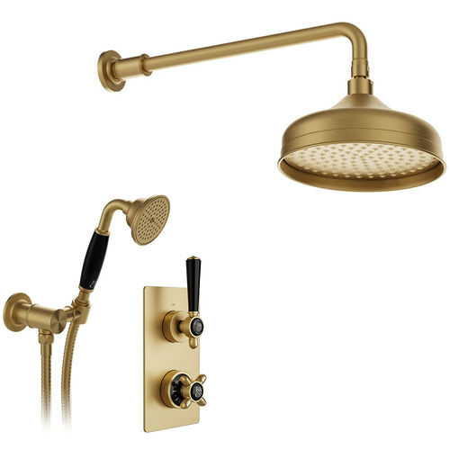 Vado Axbridge Thermostatic Shower Valve With Mini Kit & Fixed Head (Brushed Brass).