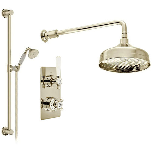 Vado Axbridge Thermostatic Shower Valve With Slide Rail Kit & Fixed Head (Bright Nickel).