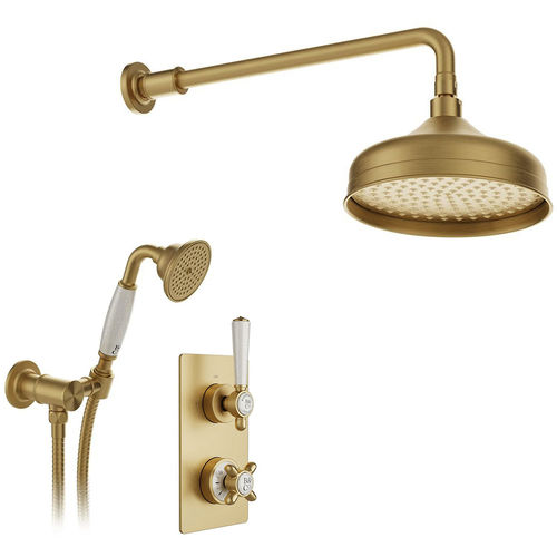 Vado Axbridge Thermostatic Shower Valve With Mini Kit & Fixed Head (Brushed Brass).