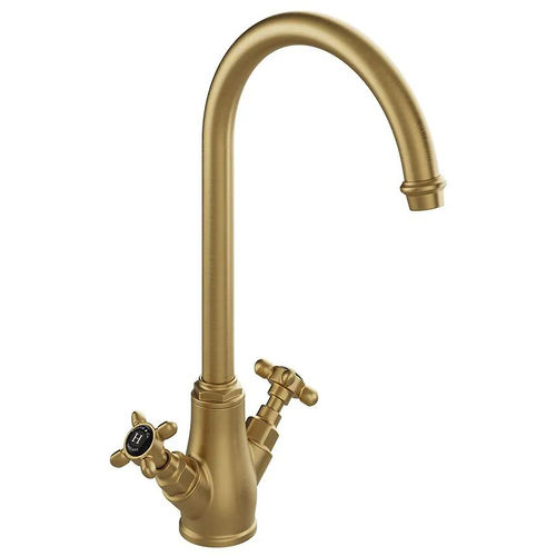 Vado Axbridge Kitchen Mixer Tap With Crosshead Handles (Brushed Brass).