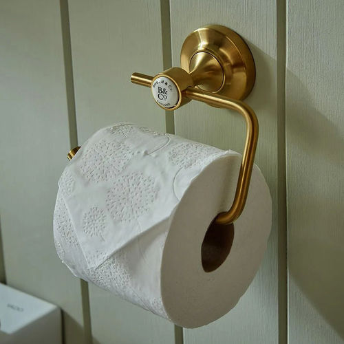 Vado Axbridge Traditional Toilet Roll Holder (Brushed Brass & White).